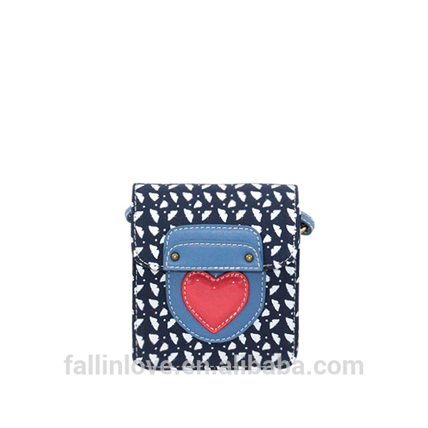 ホット!! 印刷ダーク青い鳥キャンバスの赤ちゃんの若い女の子の子供たちの小さな袋の心臓設計のファッションのショルダーバッグ、 パターンのショルダーバッグ-メッセンジャーバッグ問屋・仕入れ・卸・卸売り