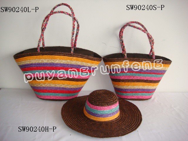 女性fationわらのバッグと帽子と帽子・小麦のわら袋-メッセンジャーバッグ問屋・仕入れ・卸・卸売り