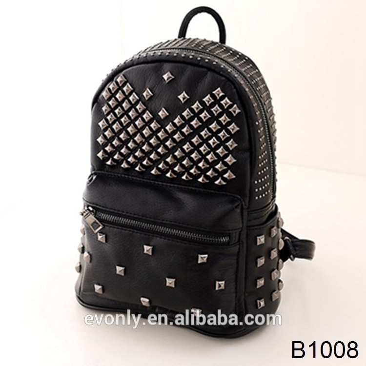 alibabaのb10082015puレザーリュックバッグメーカー、 ファッション旅行レザーバックパック、 バックパックがちりばめられリベット-ハンドバッグ問屋・仕入れ・卸・卸売り