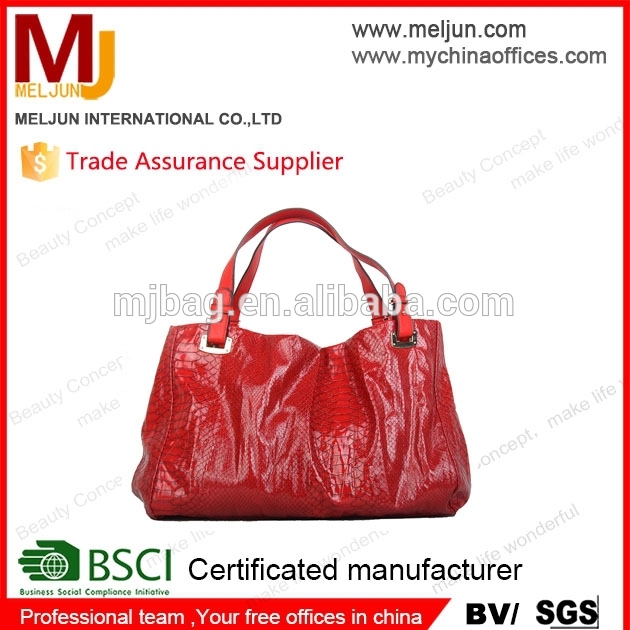 ソフトpuレザー2015人気のモダンな女性のファッションのハンドバッグ、 赤い光沢のあるpuの手袋-ハンドバッグ問屋・仕入れ・卸・卸売り