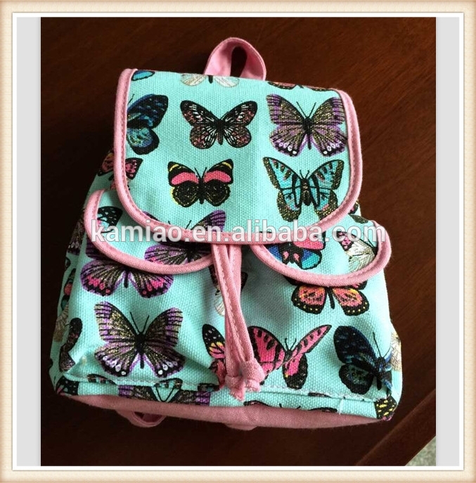蝶パターン最新女子用スクールバッグレジャーバッグキャンバス素材バックパックの材質販売のためのトラベルバッグ-ハンドバッグ問屋・仕入れ・卸・卸売り