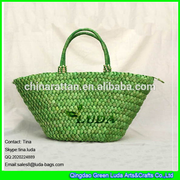 リュダ緑わらのバスケットトートバッグ色の女性の夏のわら袋トウモロコシの皮-その他バッグ類問屋・仕入れ・卸・卸売り