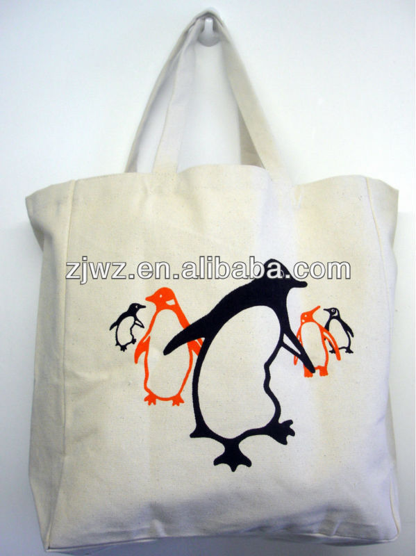ペンギンズパターン100％コットンハンドルのショッピングバッグ-その他バッグ類問屋・仕入れ・卸・卸売り