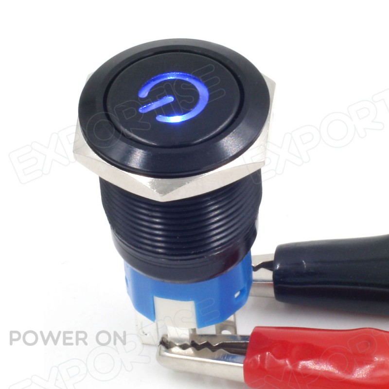 青色の電源リセット可能なシンボル12v19mm角目率いるスイッチプッシュボタン金属販売-押しボタンスイッチ問屋・仕入れ・卸・卸売り