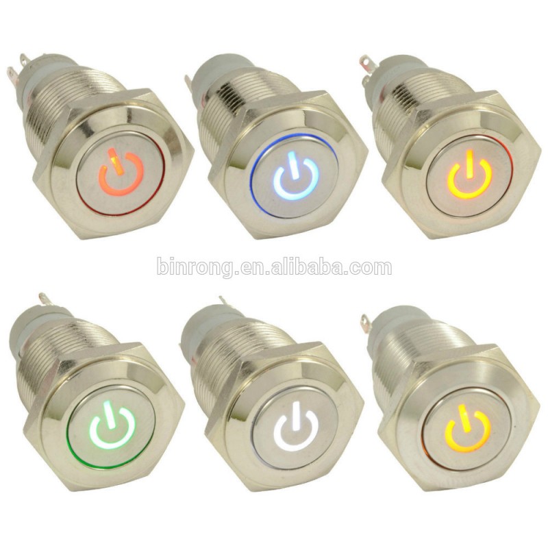 電力シンボル12vled16mmホーンボタン金属スイッチモーメンタリ-押しボタンスイッチ問屋・仕入れ・卸・卸売り