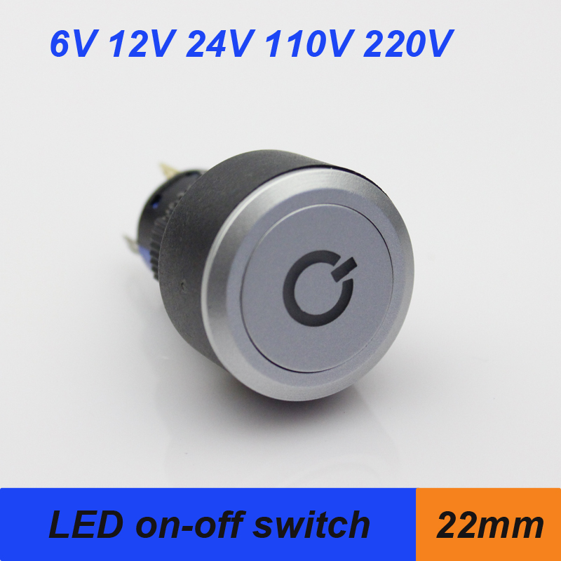 極薄16/22mmヘッドのプッシュボタンスイッチモーメンタリー/電力シンボルヘッドスイッチのオンオフ6v12v24v110v220v-押しボタンスイッチ問屋・仕入れ・卸・卸売り