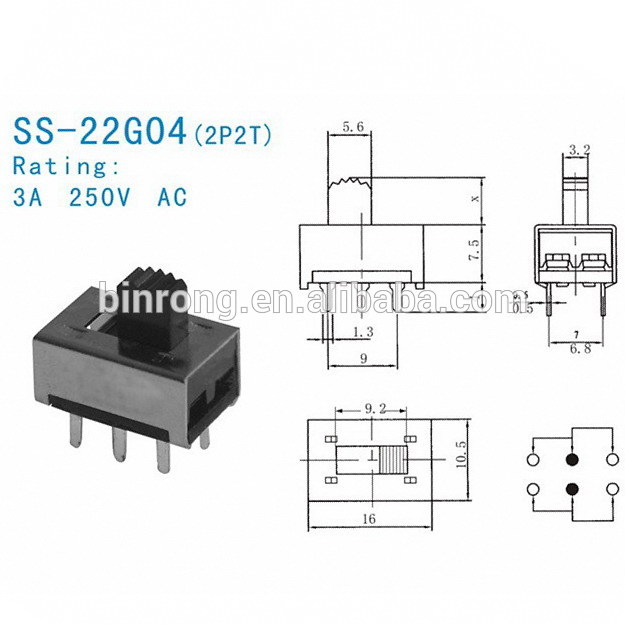 Ss- 22g046プリント基板用端子dpdtスライドスイッチ3a250vac-スライドスイッチ問屋・仕入れ・卸・卸売り