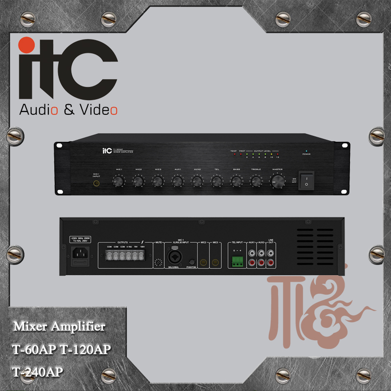 Itc apシリーズ60ワット120ワット240ワット2マイク入力と1ライン入力ミキサーpaアンプ100ボルト-問屋・仕入れ・卸・卸売り