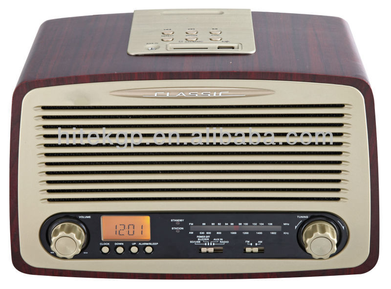 古典的な木製のデザインのラジオ、 木製のアラームクロックラジオ-家のラジオ問屋・仕入れ・卸・卸売り