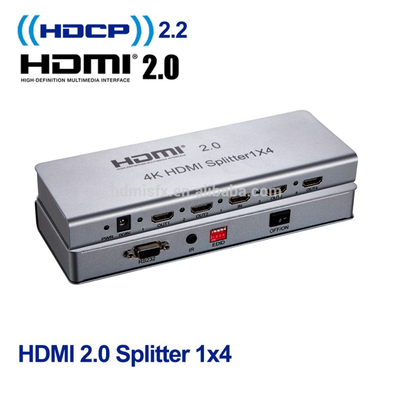Hdmiスプリッタ1 × 4 ir延長、w/HDMI2.0リピータ、サポート4 k × 2 k、 3d、 1で4アウトhdmiスプリッタ-その他ホームオーディオ、ビデオ機器問屋・仕入れ・卸・卸売り