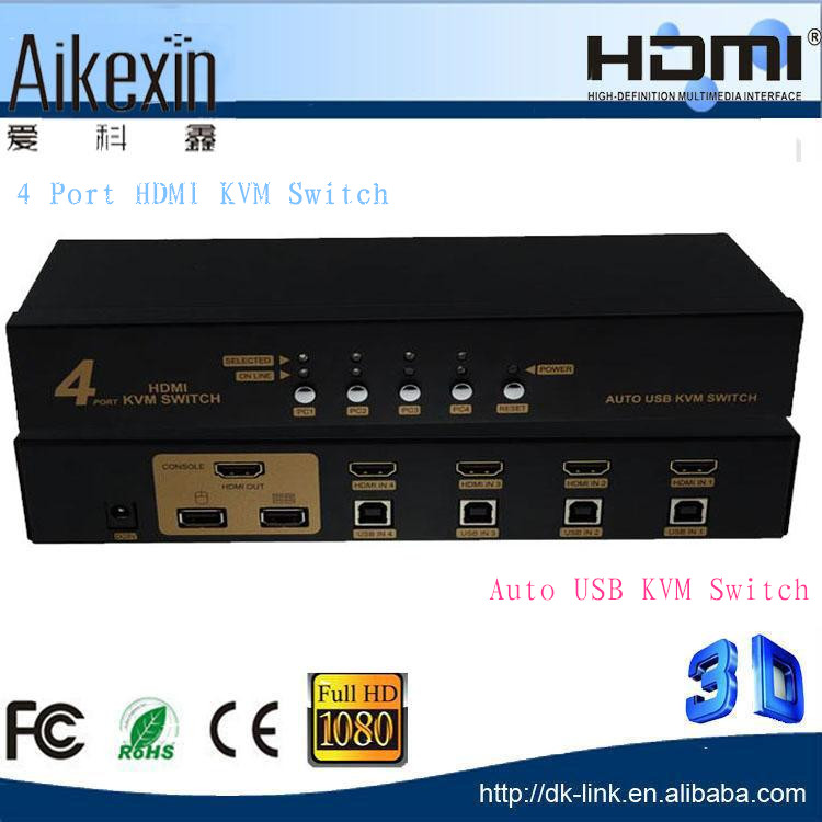 高速4ポートusb hdmi kvmスイッチ/スイッチャー4 × 1,4で1アウト3d 1080 p hdmi kvmスイッチ-問屋・仕入れ・卸・卸売り