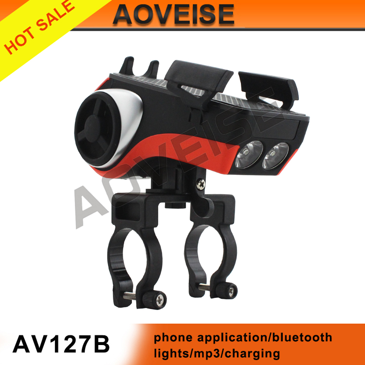 Aoveise AV127B自転車blutoothのスピーカーmp3プレーヤー。屋外サイクリング乗馬バイクオーディオ付きライトusb電源銀行tf mp3 プレーヤー-問屋・仕入れ・卸・卸売り