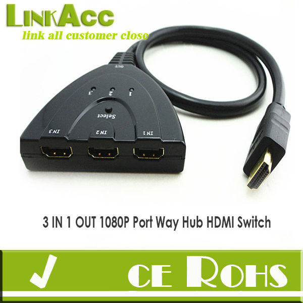 Linkacc-X4l 3ポートのhdmiスプリッタ3で1アウトピグテール1080 p 3入力1リード自動スイッチケーブル-その他ホームオーディオ、ビデオ機器問屋・仕入れ・卸・卸売り