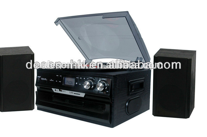 ホット販売レ トロ ターン テーブル で cd/mp3 プレーヤー 、 カセット プレーヤー 、 Pll ラジオ & usb/sd記録と スピーカー を内蔵-問屋・仕入れ・卸・卸売り