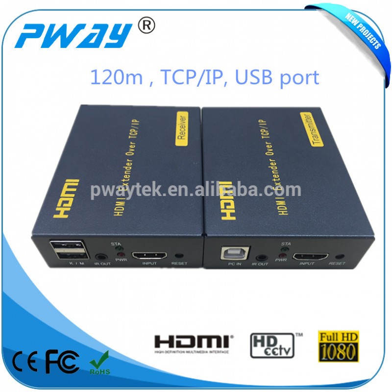 サポートkvm ir hdmiエクステンダー120メートル以上tcp/ipでusbワンに多くオーバーイーサネットswicth-その他ホームオーディオ、ビデオ機器問屋・仕入れ・卸・卸売り