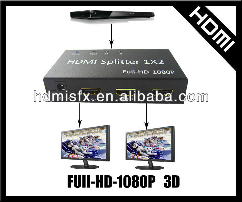 1080p2- ポートhdmiスプリッタアンプデュアルディスプレイ出力dvd+adapterhdtvビデオ-ホームシアターシステム問屋・仕入れ・卸・卸売り