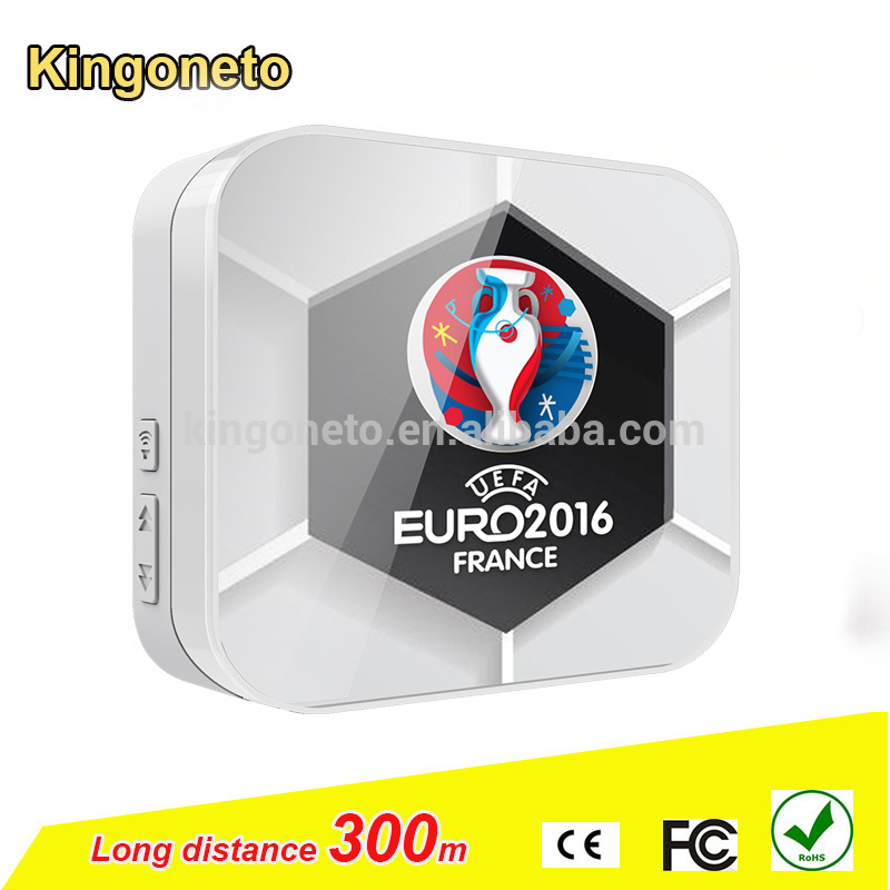 熱い販売2016アリババ中国サプライヤーワイヤレスドアベルuefaシリーズ52メロディーマルチレシーババッテリー電源でled-ドアベル問屋・仕入れ・卸・卸売り