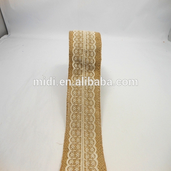 2.5" グリーンエッジリボン銀ラメ麻美しい付きニットレース-ギフトリボン問屋・仕入れ・卸・卸売り