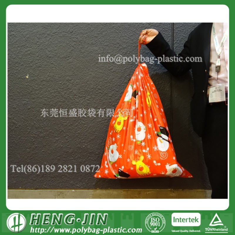 プラスチック製の巨大なサンタ袋巾着付き-包装袋問屋・仕入れ・卸・卸売り