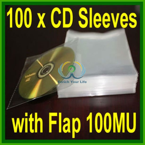 折り返しが付いている100本のx CD DVDの袖は箱OPP 100Mを囲む-メディアパッケージ問屋・仕入れ・卸・卸売り