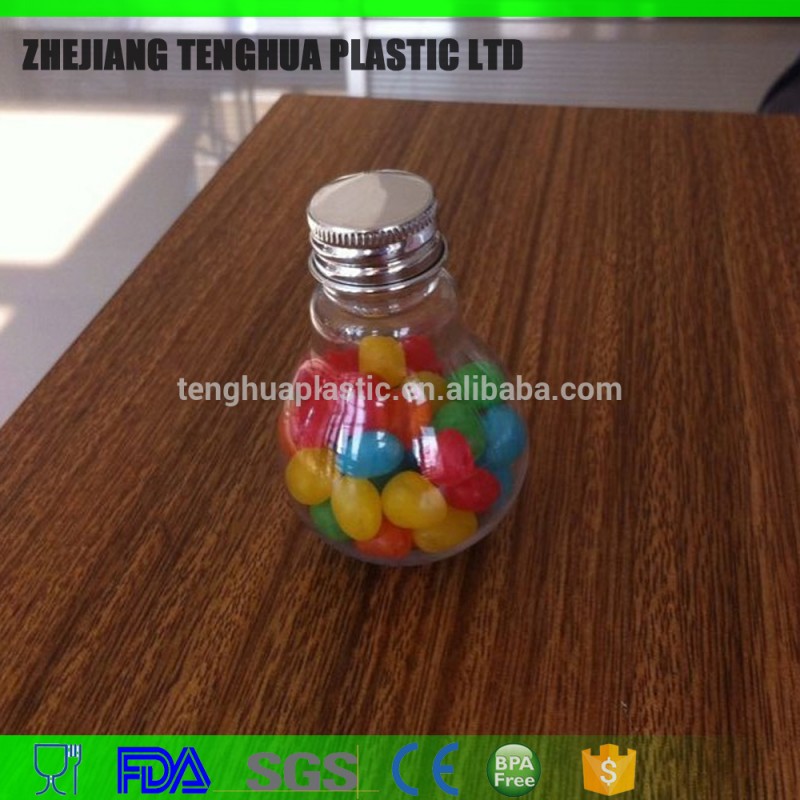 売れ筋80mlミニサイズの美しい光電球形のアルミニウムscrweキャップpetペットボトルお菓子の瓶-ボトル問屋・仕入れ・卸・卸売り