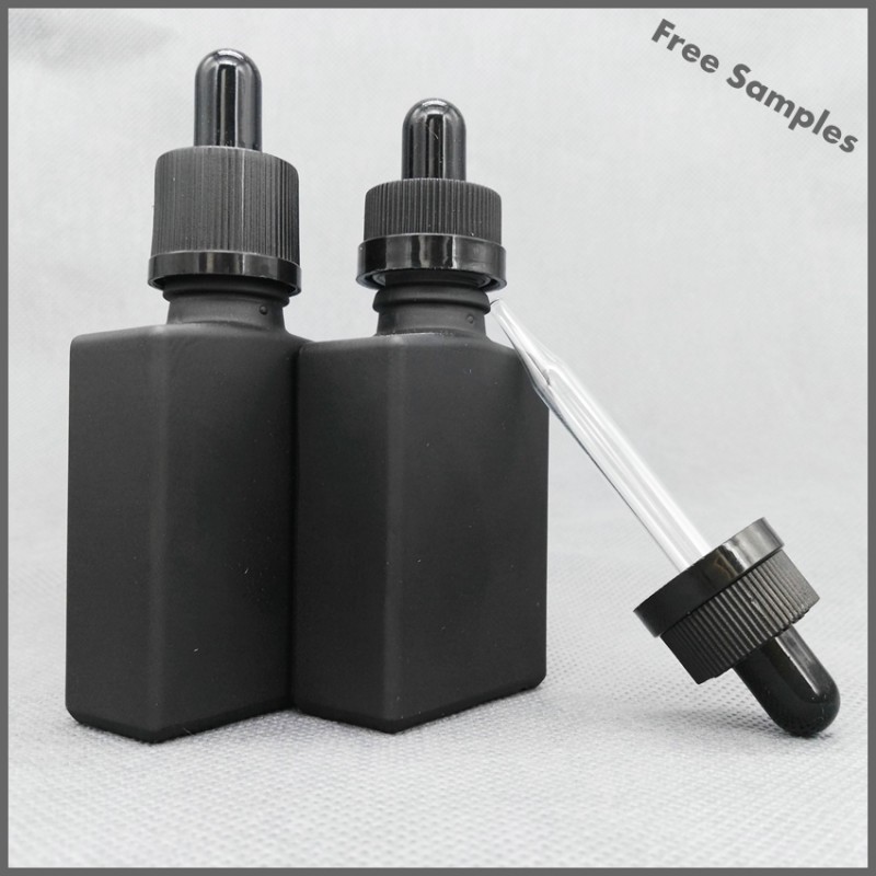 曇らされた長方形のドロッパーシーリングタイプ30ml/マットブラックガラスのe液体ボトルとチャイルド・プルーフキャップを改ざんとガラスピペット-ボトル問屋・仕入れ・卸・卸売り