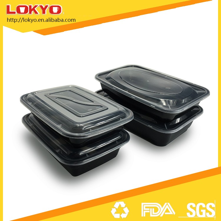 プラスチック食品食事prep弁当容器電子レンジ安全な黒容器蓋付き-梱包箱問屋・仕入れ・卸・卸売り