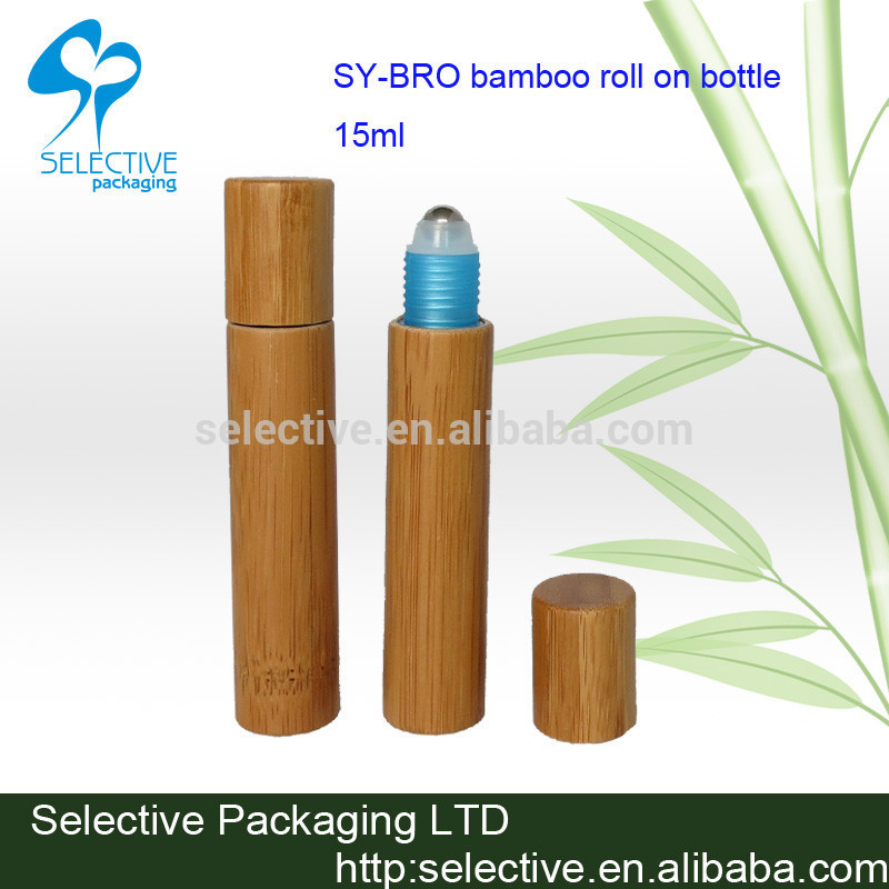 熱い販売の新製品2015竹のパッケージで15ミリリットルロール瓶空の香水瓶でロール-ボトル問屋・仕入れ・卸・卸売り