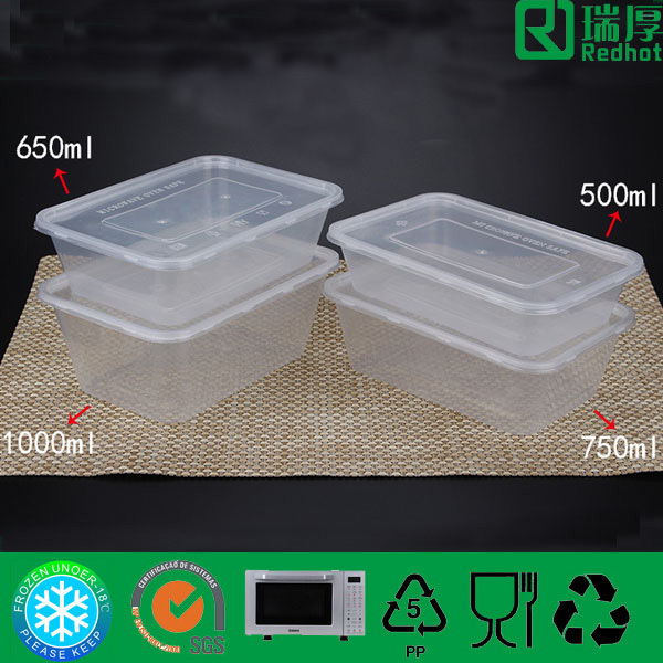 透明なプラスチックの食品保存容器の食品グレードのプラスチック容器食品容器を奪う650ミリリットル-梱包箱問屋・仕入れ・卸・卸売り