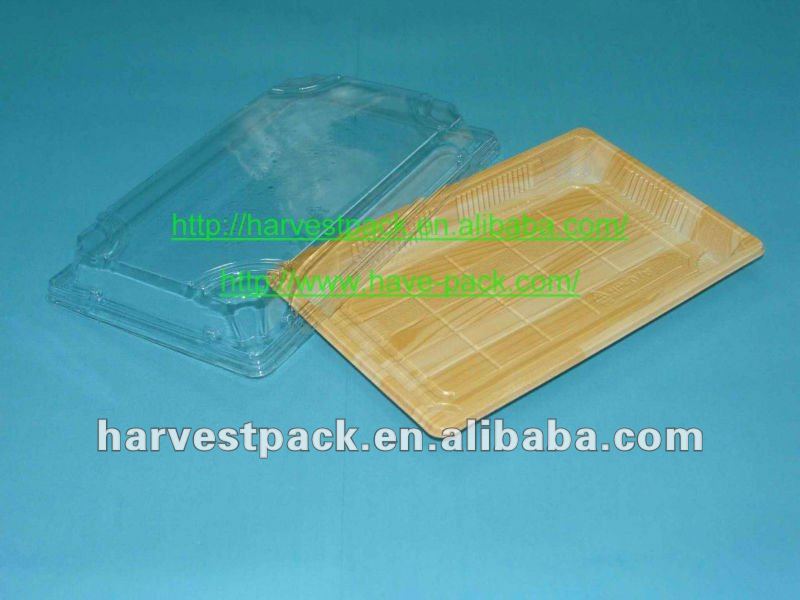 木製の穀物の印刷の使い捨て可能なプラスチック寿司の皿-包装用トレー問屋・仕入れ・卸・卸売り