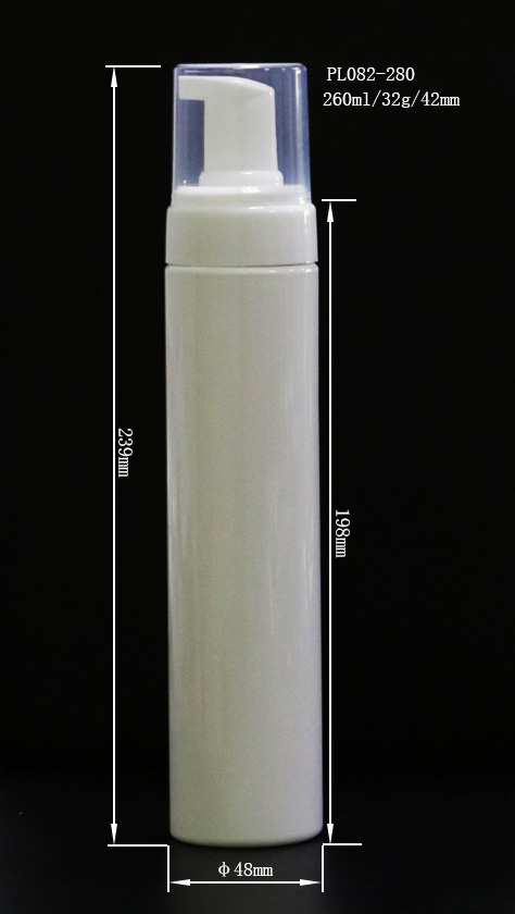 発泡ボトル42ミリメートル260ミリリットル白い円筒発泡ソープディスペンサーボトルでフォーマーポンプ-ふた、キャップ類問屋・仕入れ・卸・卸売り