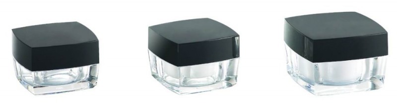 スクエア形状プラスチック アクリルクリームジャーボトル で黒キャップ-問屋・仕入れ・卸・卸売り