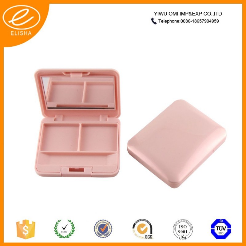 ピンクプラスチック正方形状のアイシャドウ化粧品ミラー包装付き容器-梱包箱問屋・仕入れ・卸・卸売り