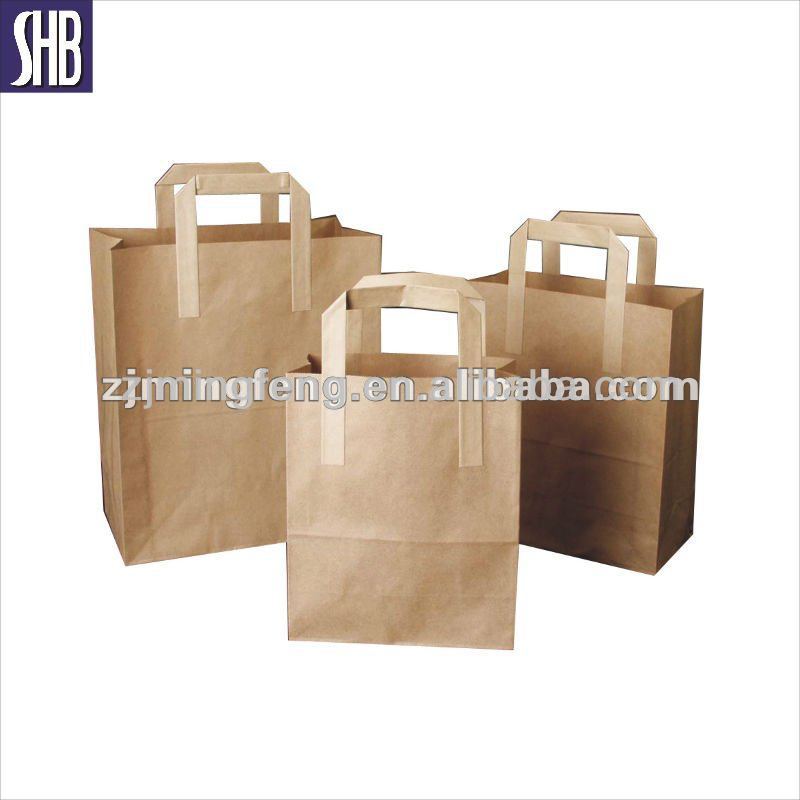 茶色のクラフト紙の袋高品質フラットハンドルと卸売-包装袋問屋・仕入れ・卸・卸売り