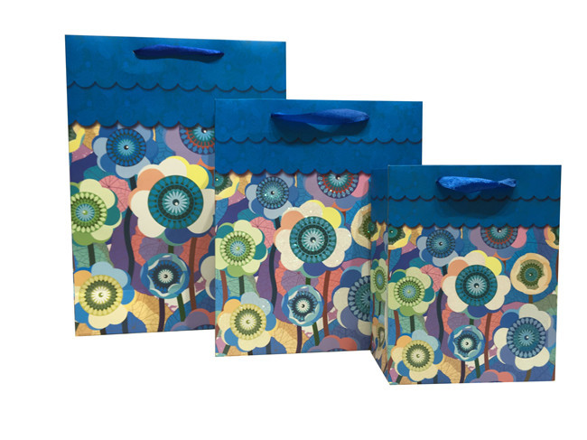 スタイリッシュに、 色とりどりの花の2015カスタマイズされた紙のギフトバッグ-包装袋問屋・仕入れ・卸・卸売り