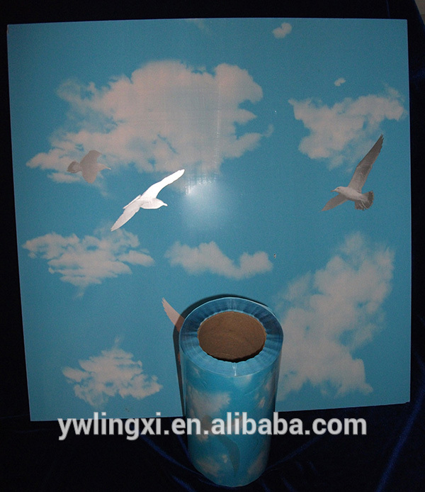 LXF6117青空カモメ プラスチック ホットスタンピング箔使用用印刷は表面の pvc パネル-吊天井仕上板問屋・仕入れ・卸・卸売り