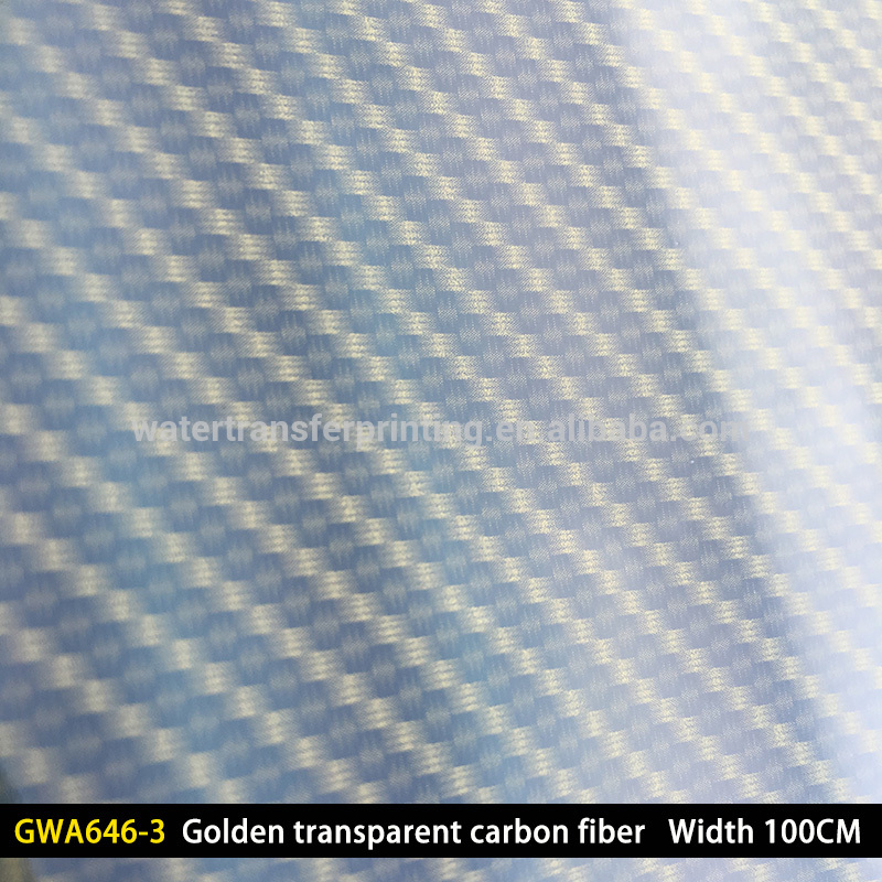 GWA646-3幅100センチゴールデン透明炭素繊維透明炭水転写印刷フィルムハイドロ印刷工場-転写フィルム問屋・仕入れ・卸・卸売り