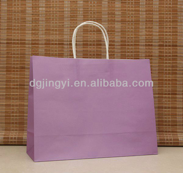 紫色の丈夫なクラフト紙の洋服の包装ハンドル付き-包装袋問屋・仕入れ・卸・卸売り