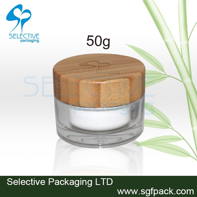アクリルクリームジャーラウンド50g/50ml木製竹の化粧品容器化粧品の瓶-瓶、容器類問屋・仕入れ・卸・卸売り