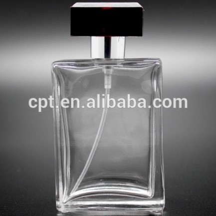 古典的なシンプルな25ミリリットル正方形の形をしたガラスの香水瓶、 黒のキャップ-ボトル問屋・仕入れ・卸・卸売り