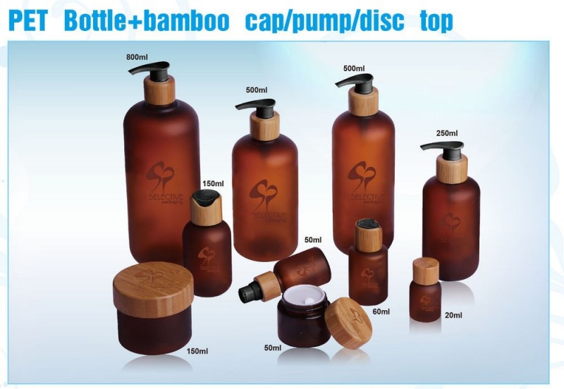 竹瓶150ml/500ml/800ml琥珀色のプラスチックペットローションボトルポンプ付き/スプレー空ポンプボトルシャンプー-ボトル問屋・仕入れ・卸・卸売り