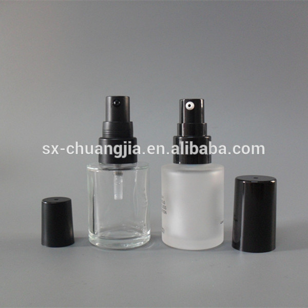 化粧品包装すりガラス30ml黒ポンプと基礎の贈り物-ボトル問屋・仕入れ・卸・卸売り