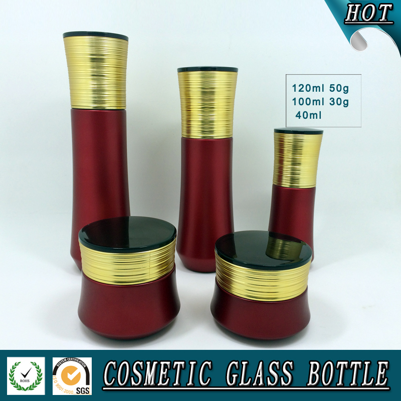 高quanlityの赤色化粧品ガラスボトルや化粧品ガラスジャー-ボトル問屋・仕入れ・卸・卸売り