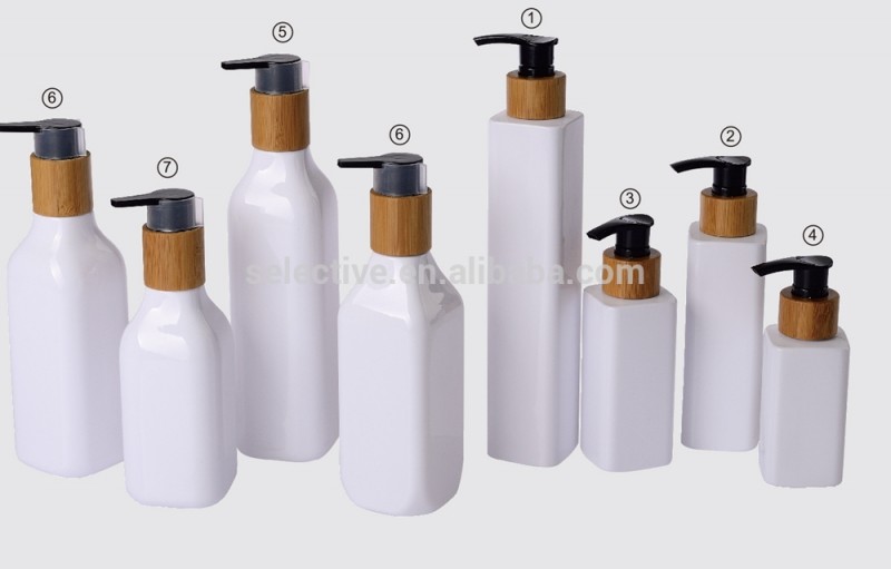 Bpb白カラー化粧品ボトル竹用ポンプ 250 ミリリットル プラスチック ペット正方形ボトル-ボトル問屋・仕入れ・卸・卸売り