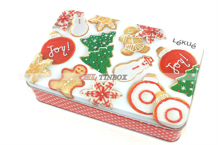 長方形のクリスマスのクッキーのギフトスズ缶/ブリキの箱-缶問屋・仕入れ・卸・卸売り
