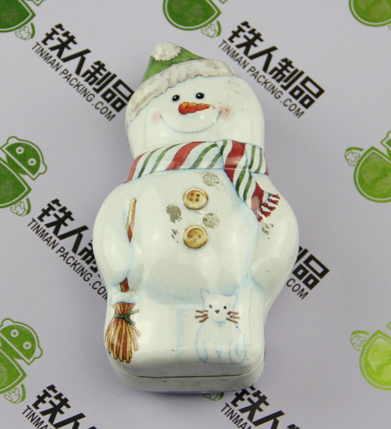 クリスマス雪だるまの形のギフトミントのブリキの箱-缶問屋・仕入れ・卸・卸売り