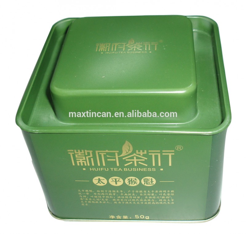 正方形の金属製の茶の包装ボックス、 ブリキの箱、 スズ缶-缶問屋・仕入れ・卸・卸売り