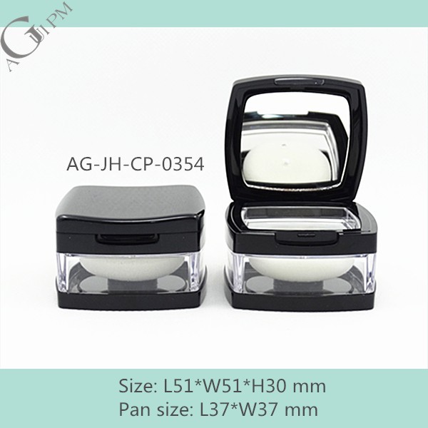 プラスチック製のカスタムの化粧品のパッキングag-jh-cp-0354agpm正方形のミラーとパフフリップ- キャップルースパウダーボックス-梱包箱問屋・仕入れ・卸・卸売り