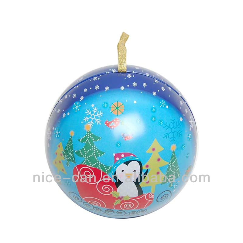クリスマス装飾金属球クリスマスの球の形状スズ缶クリスマスギフト錫ボールキャンデーのための-梱包箱問屋・仕入れ・卸・卸売り