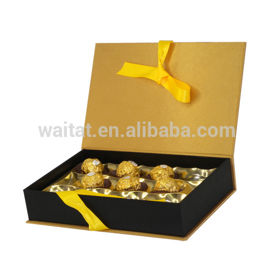 装飾的な段ボールのチョコレートボックスの長方形の黄金-梱包箱問屋・仕入れ・卸・卸売り